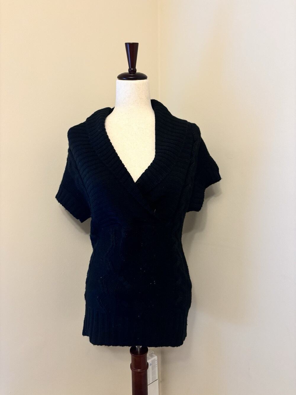 Love Lola Vintage Y2K Knit Black Sweater V-Neck Black Size Small